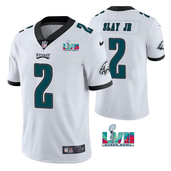 Men's White Philadelphia Eagles #2 Darius Slay Super Bowl LVII Patch Vapor Untouchable Limited Stitched Jersey